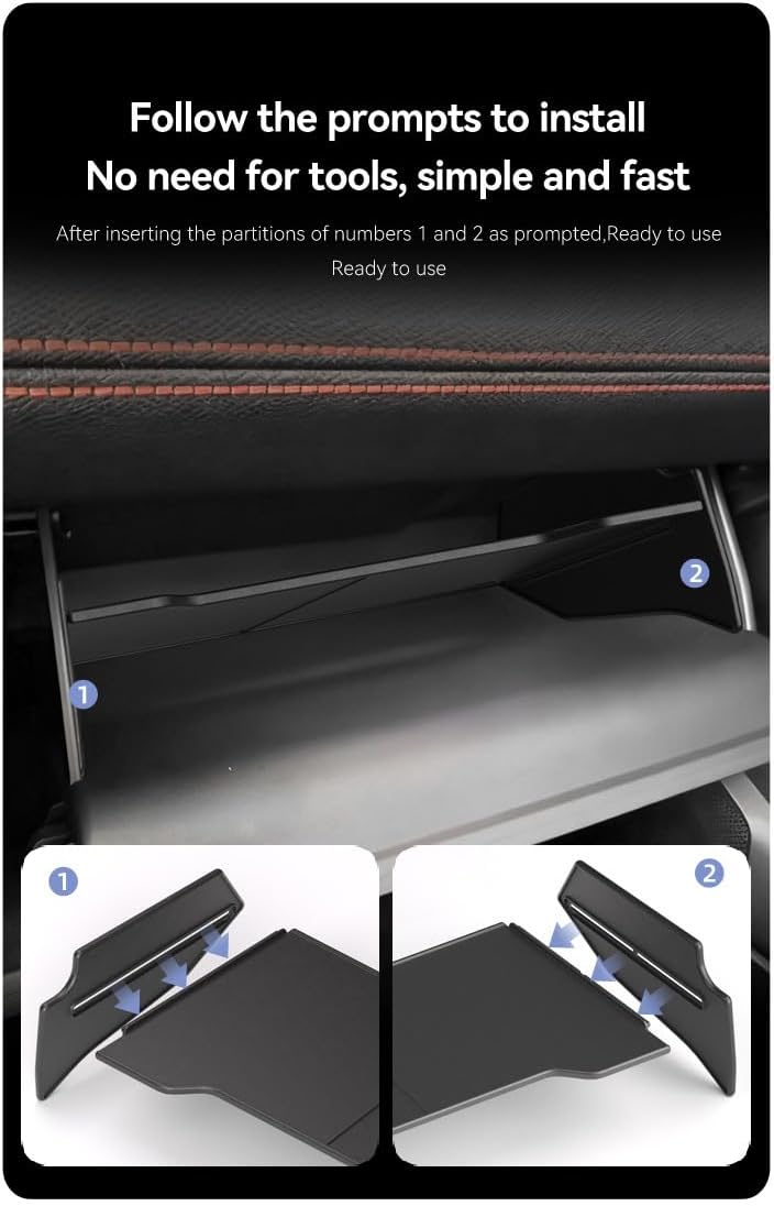 Compatible with BYD Shark 2024-2025+ Glove Box Dividers Organizer, Insert Box ABS Secondary Storage Accessories