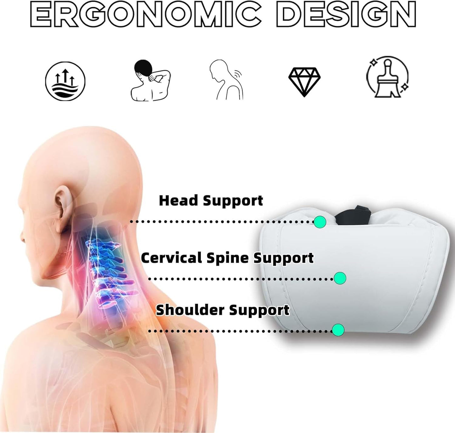 2026 Memory Foam Ergonomic Design Comfortable Headrest Cushion Pillow for Tesla Model 3/Y/S/X/Cybertruck Accessories