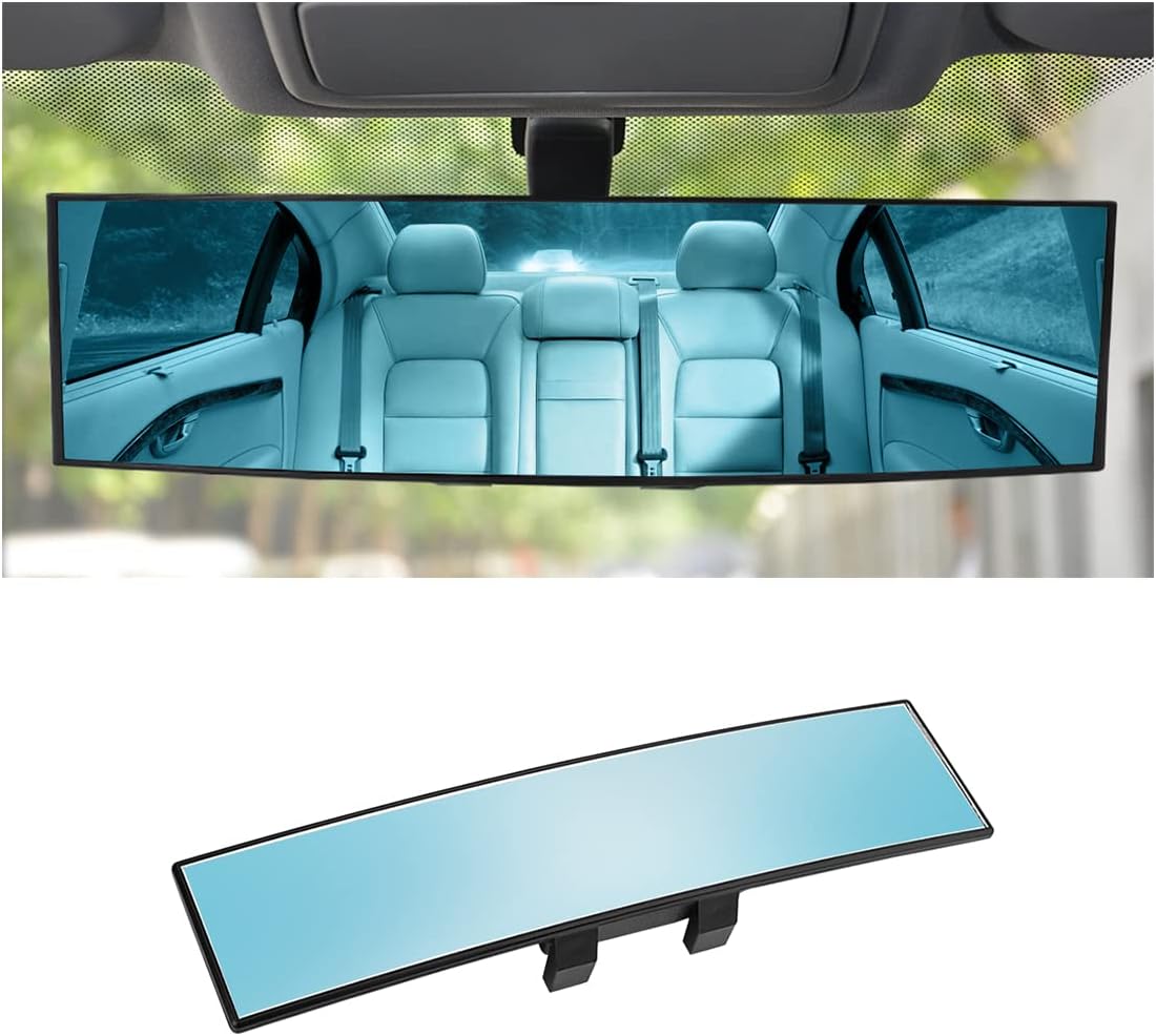 Shock Protector Rear Mirror Shell 12 Inch HD Car Rearview Mirrors, Shock Resistant Interior Clip-on Pano ...