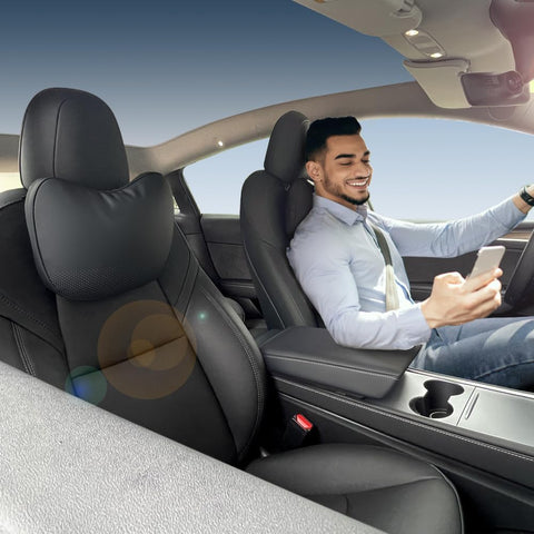 2026 Ctmods Nappa Leather Headrest Pillow 2 Packs for Tesla Neck Pillow Uniquely Designed for Tesla Model Y/3/S/X