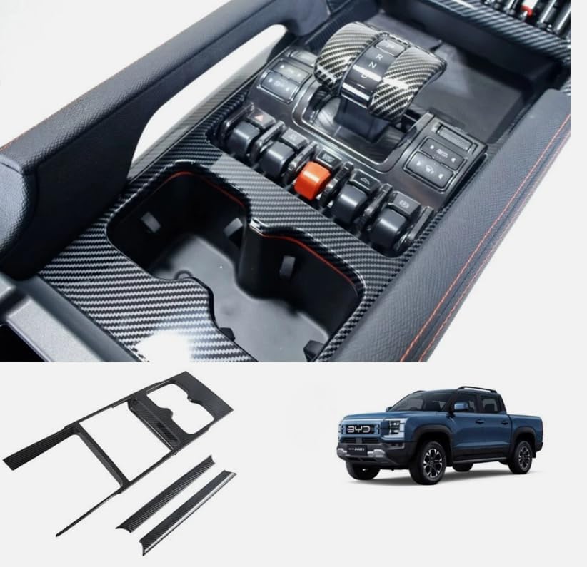 Compatible with BYD Shark 6 2024-2025 2026，Center Console Gear Shift Transmission Box Panel Cover Interior Frame Trims(Carbon Fiber Style)
