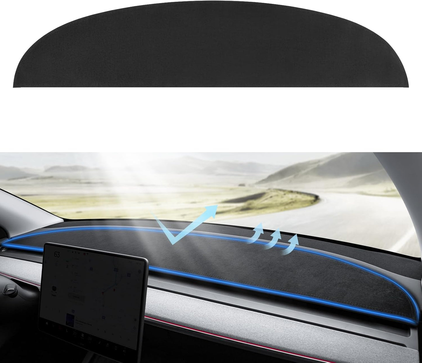 Ctmods 2026 Anti-Glare and Dustproof Dashboard Cover Suede Dashboard Pad Dash Mat for tesla 3/Y