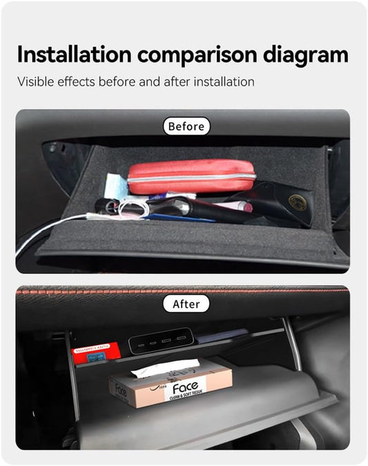 Compatible with BYD Shark 2024-2025+ Glove Box Dividers Organizer, Insert Box ABS Secondary Storage Accessories