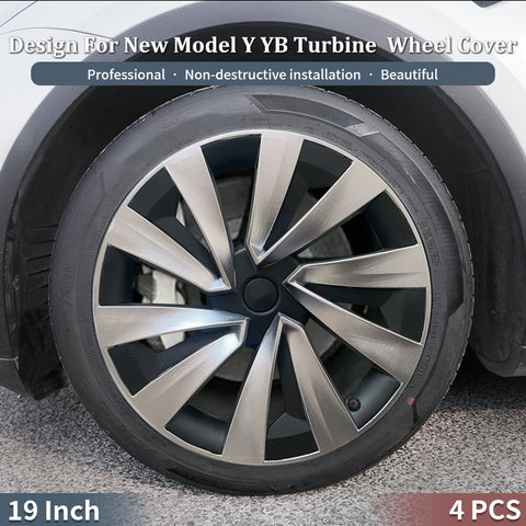 Style 19" YB Turbine Wheel Covers Tesla Black Hub Caps for Tesla Model Y Juniper X