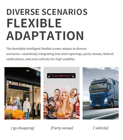 Multifunctional Bright Programmable Flex LED Display for Cars/SUVs/Trucks/Tesla/Multi-Scene