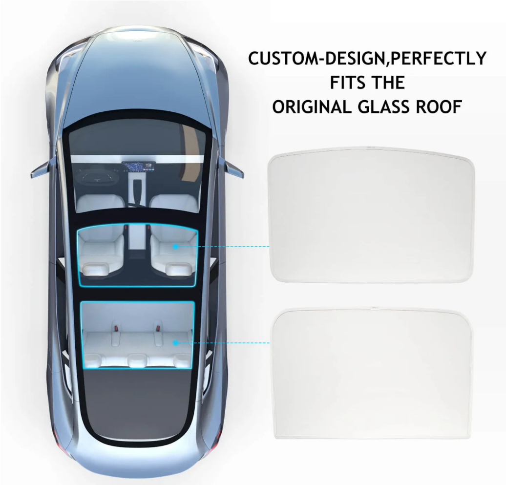 Tesla Sun Shade — UV-resistant composite fabric close-up