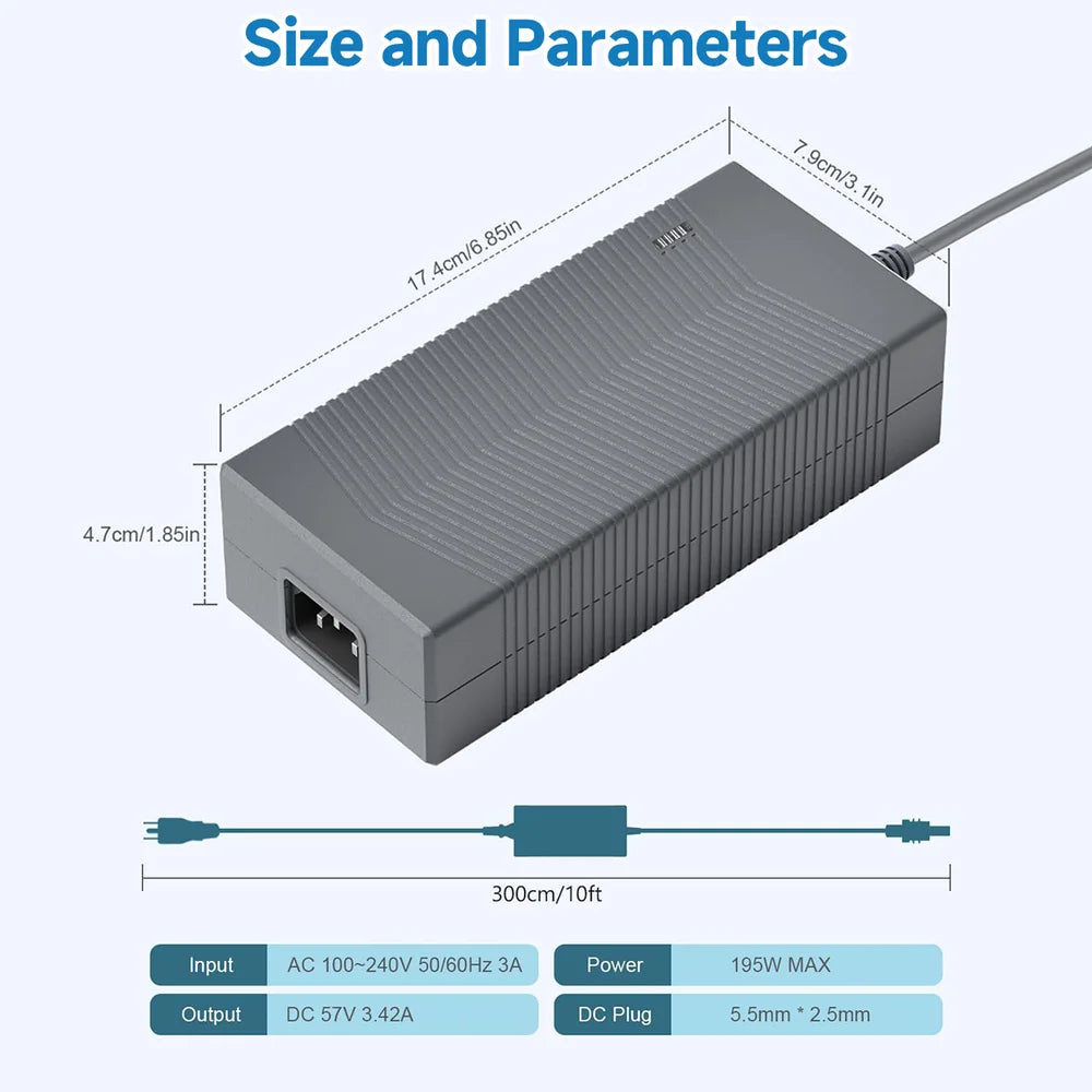 195W Replacement AC Power Adapter (57V 3.42A) for Starlink Gen 3
