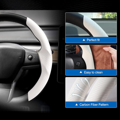 2026 Non-Slip Carbon Fiber Steering Wheel Cover Protector Comfortable Breathable For Tesla Model 3/Y
