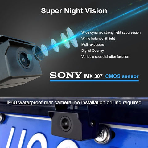 8.2 Inch OEM Rear View Mirror Camera, Dash Cam, Detached Front Lens, 2K, IPS Screen, Night Vision, Parking Monitor, 32GB SD, for Trucks, Vans, SUVs