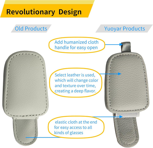 Ctmods 2026 Sunglass Holder for Car, Magnetic Leather Sunglasses Holder and Ticket Card Clip, Car Visor Accessories