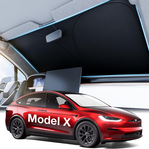 Ctmods 2026 Windshield Sunshade Foldable Heat Insulation Sunshade with Storage Bag, for Model S/X/3/Y
