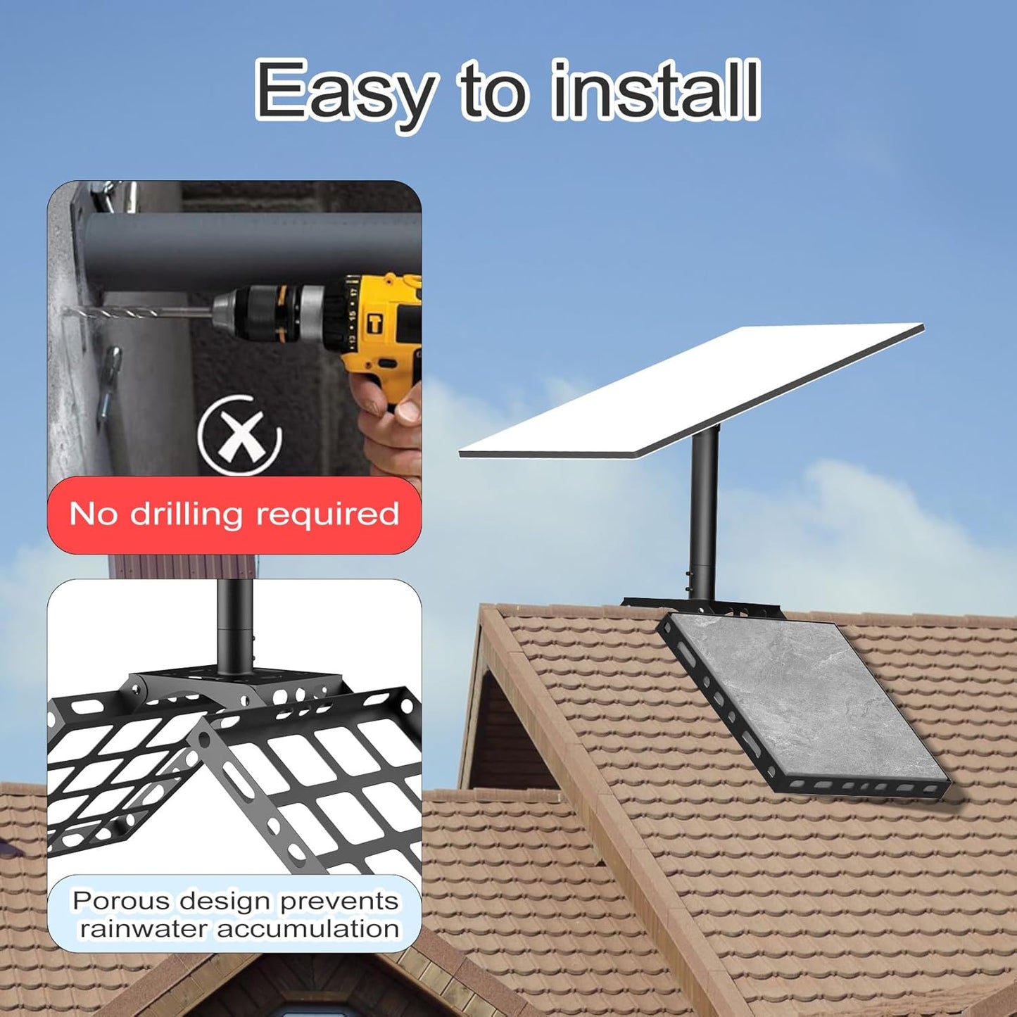 Starlink Gen 3 Roof Ridge Mount, 360° Rotatable Compatible with V3 Starlink Standard Dish