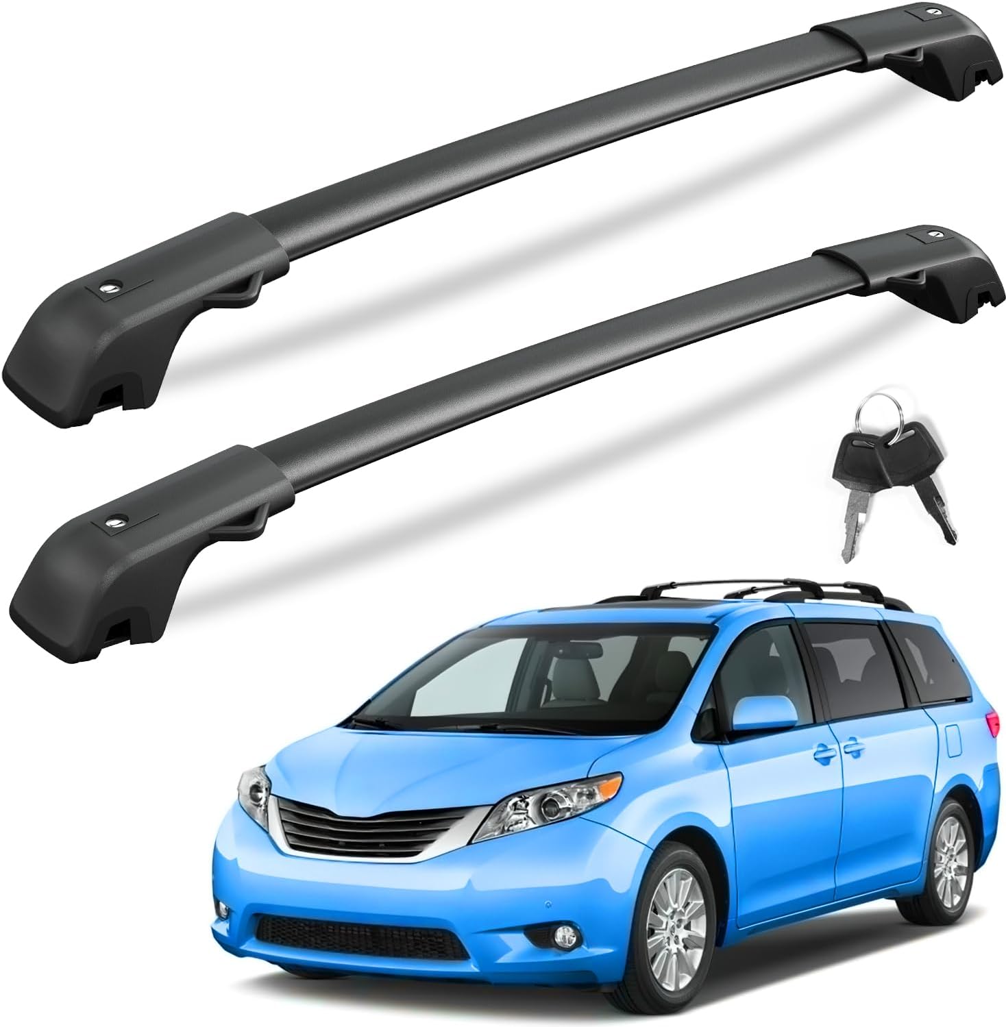 Lockable Roof Rack Cross Bars with Raised Side Rails For Hyundai Santa Fe 2024 2025
