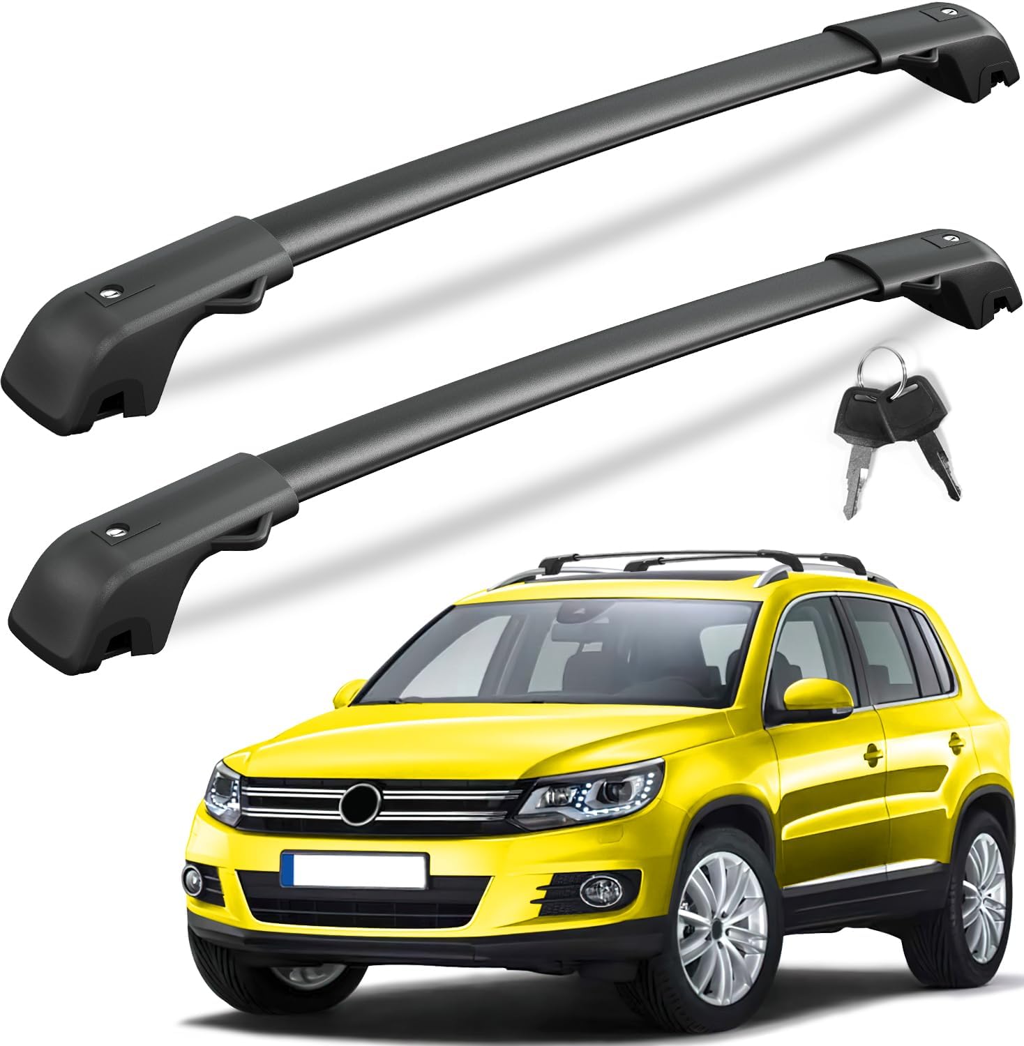 Lockable Roof Rack Cross Bars with Raised Side Rails For Hyundai Santa Fe 2024 2025