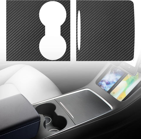 Center Console Wrap Kit Carbon Fiber Compatible with Tesla Model 3/Y(Matte Carbon Fiber)