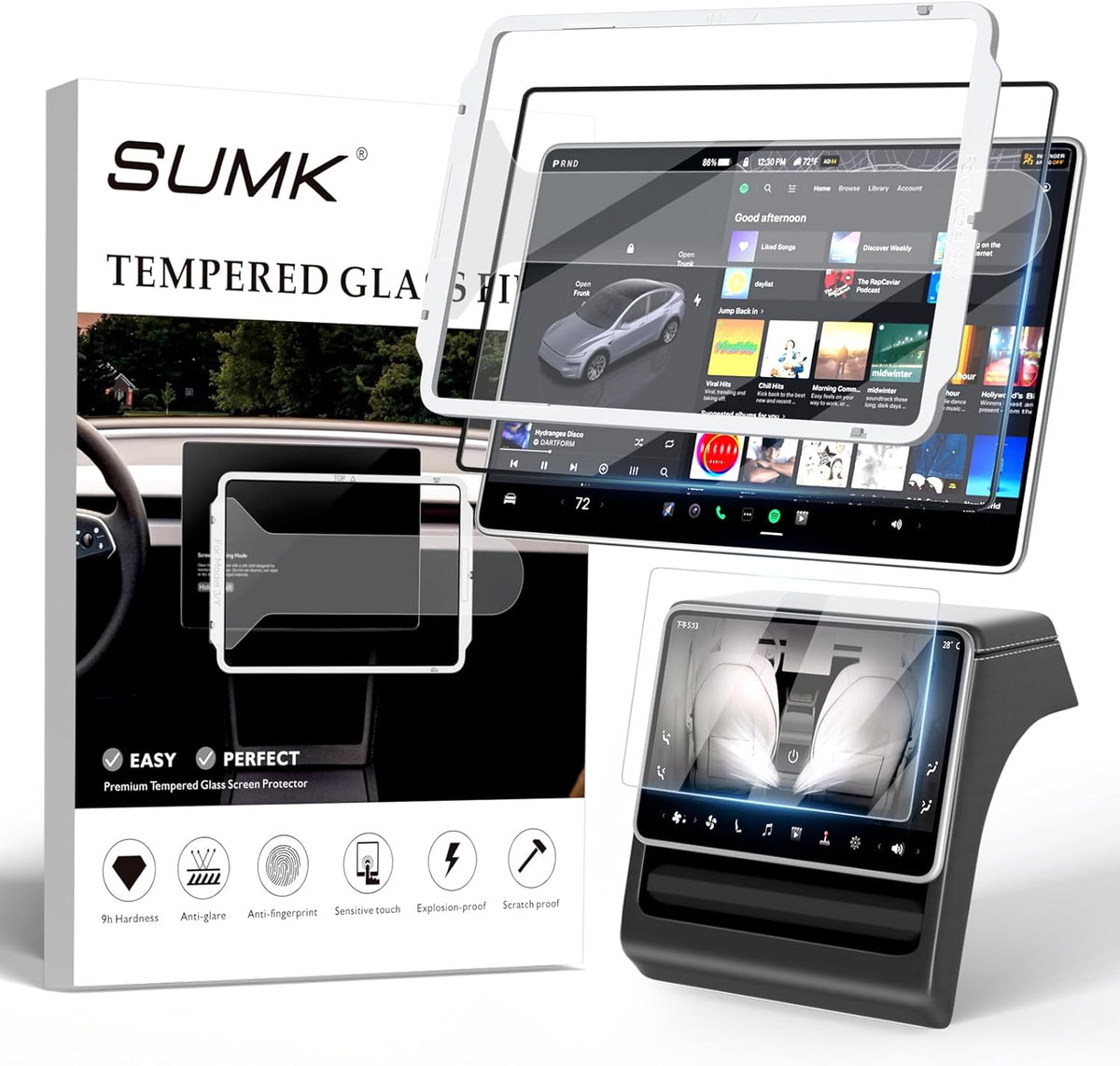 Ctmods 2026 HD & 9H Anti-scratch Tempered Glass Screen Protector for Tesla Model 3/Y Accessories