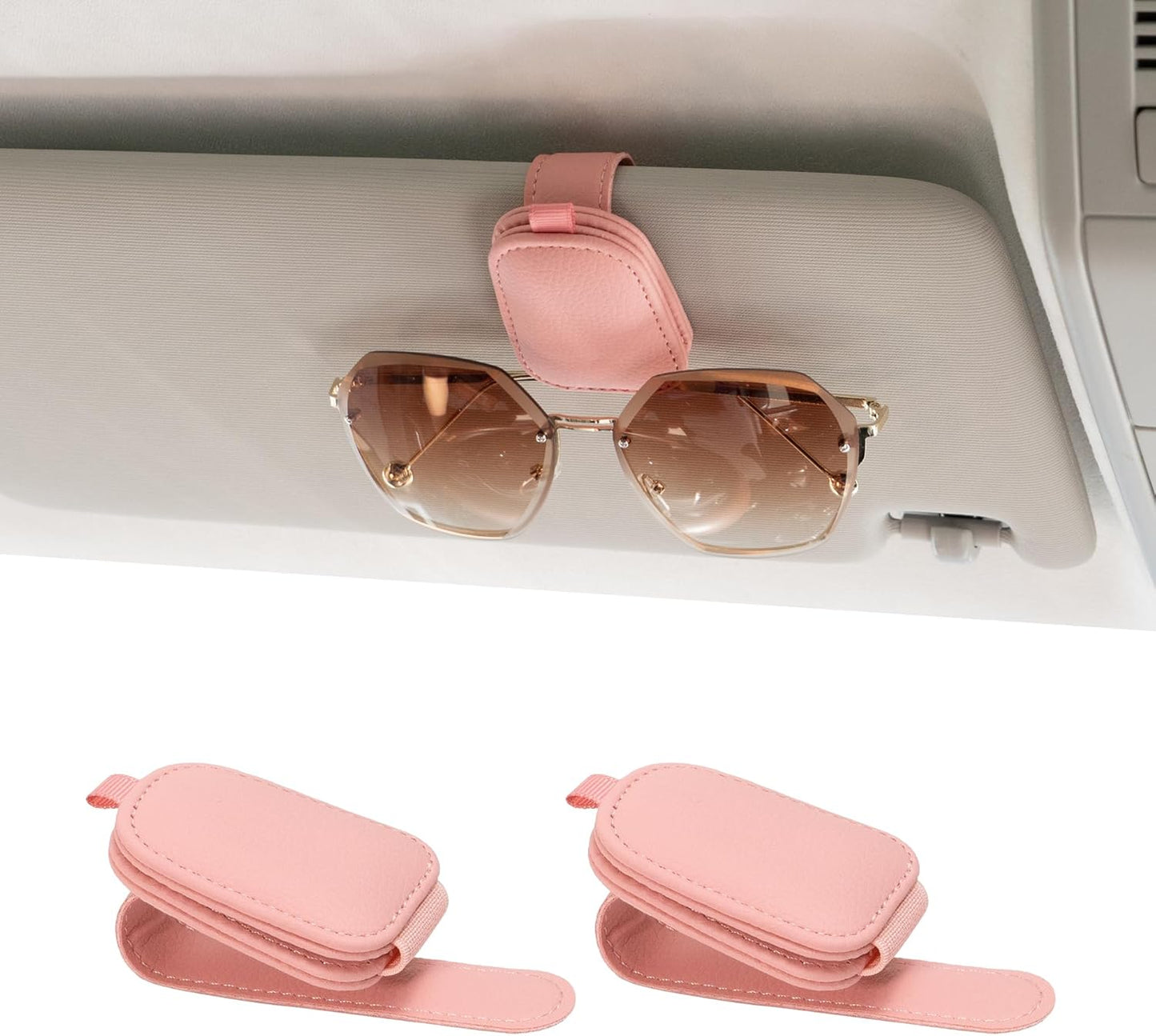 Ctmods 2026 Sunglass Holder for Car, Magnetic Leather Sunglasses Holder and Ticket Card Clip, Car Visor Accessories