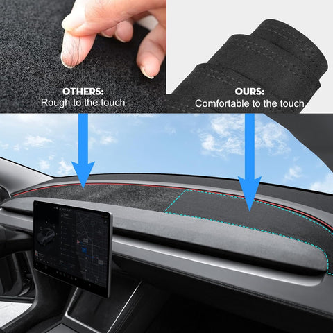 Ctmods 2026 Anti-Glare and Dustproof Dashboard Cover Suede Dashboard Pad Dash Mat for tesla 3/Y