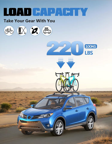 Lockable Roof Rack Cross Bars For Toyota Rav4 2013 - 2018 Black Carrier Luggage