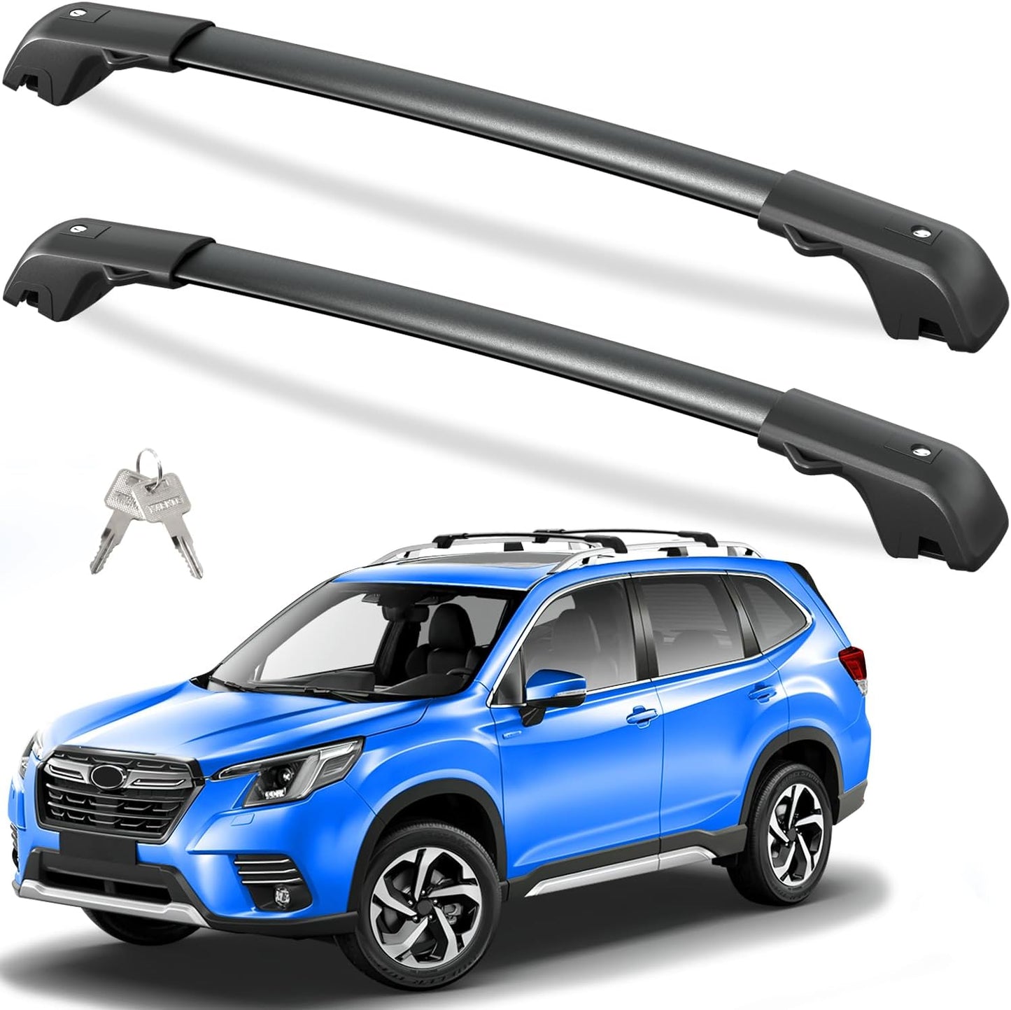 Lockable Roof Rack Cross Bars Compatible with Subaru Forester 2014-2025 with Raised Side Rails (Not for Wilderness)