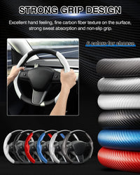 2026 Non-Slip Carbon Fiber Steering Wheel Cover Protector Comfortable Breathable For Tesla Model 3/Y