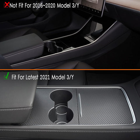 Center Console Wrap Kit Carbon Fiber Compatible with Tesla Model 3/Y(Matte Carbon Fiber)