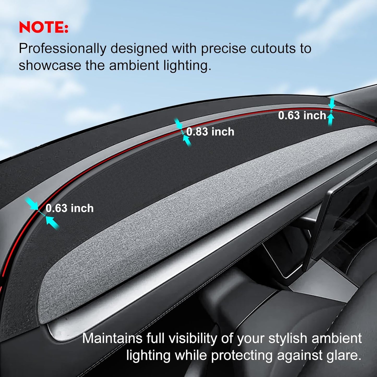 Ctmods 2026 Anti-Glare and Dustproof Dashboard Cover Suede Dashboard Pad Dash Mat for tesla 3/Y