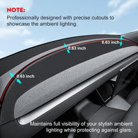 Ctmods 2026 Anti-Glare and Dustproof Dashboard Cover Suede Dashboard Pad Dash Mat for tesla 3/Y