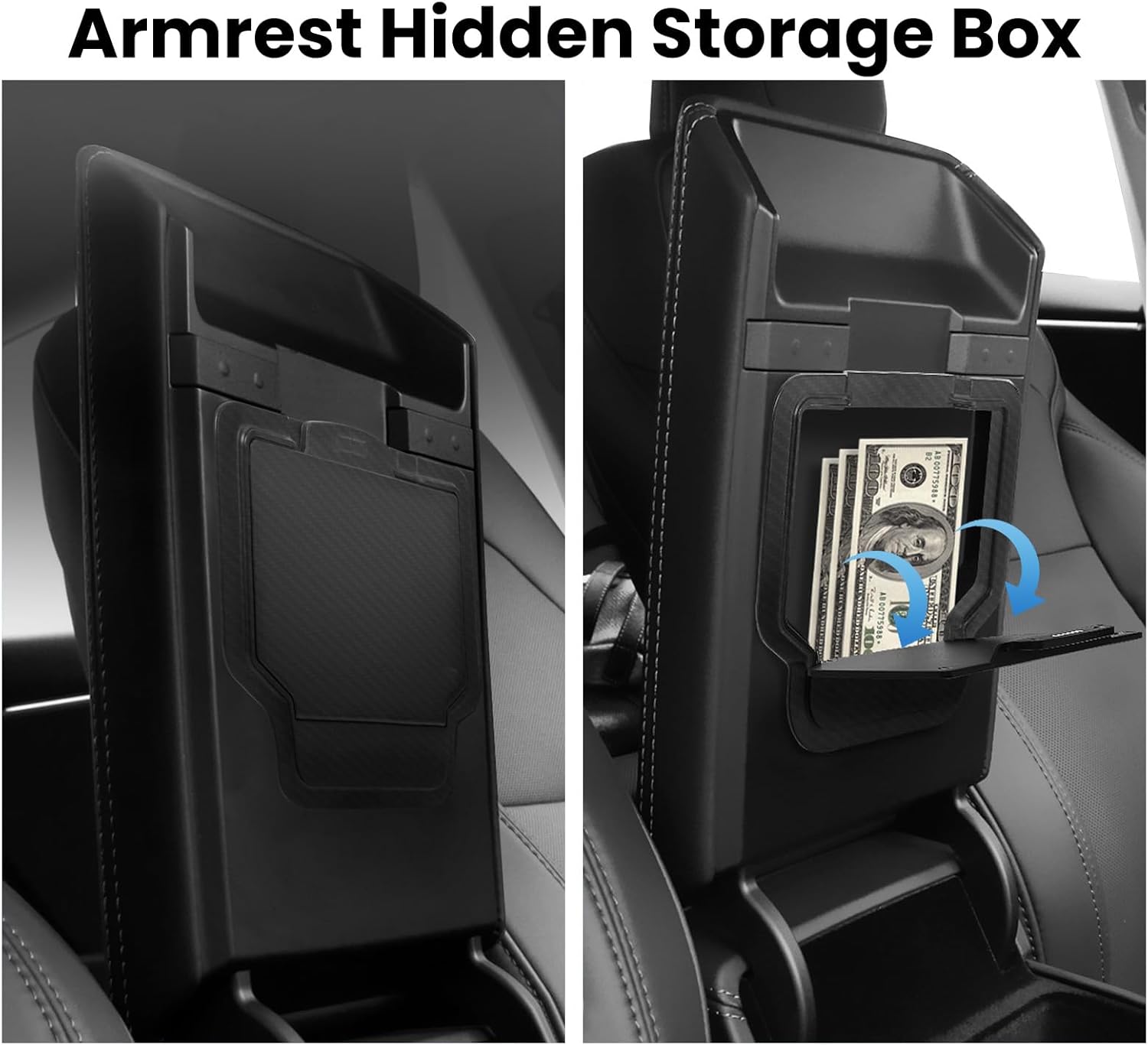 Center Console Organizer Tray 5 Pcs Include Armrest Hidden Drawer Storage Box Cup Holder For Tesla Model 3 Highland