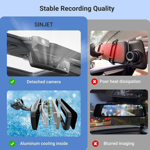 8.2 Inch OEM Rear View Mirror Camera, Dash Cam, Detached Front Lens, 2K, IPS Screen, Night Vision, Parking Monitor, 32GB SD, for Trucks, Vans, SUVs