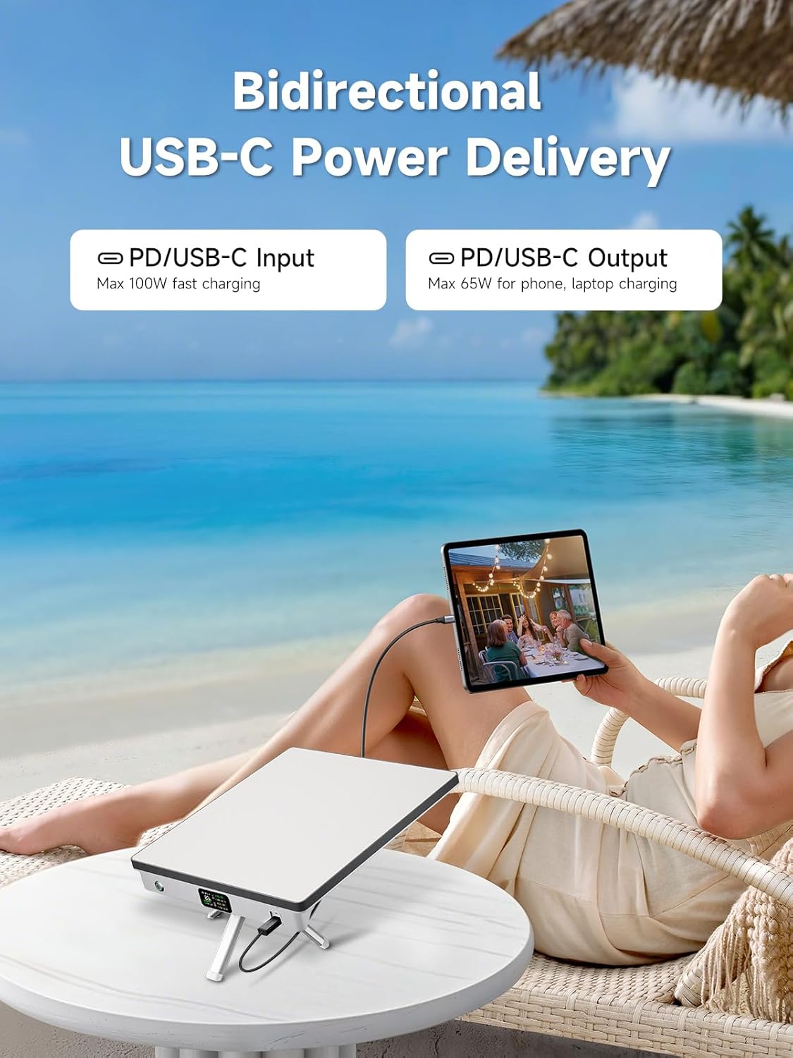 Power Bank for Starlink Mini — 99Wh Portable Charger with USB-C Bidirectional PD LCD Display Smart App DC Cable