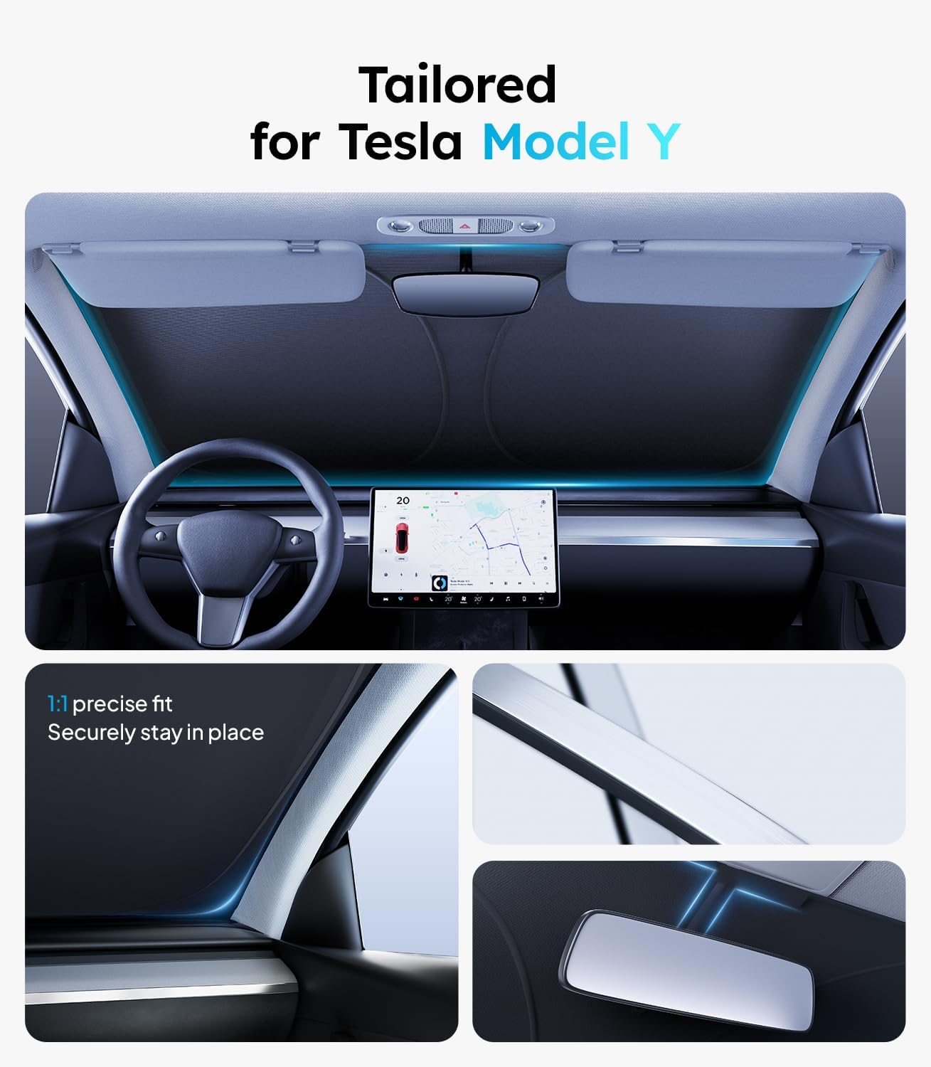 Parasol plegable con aislamiento térmico 2026 con bolsa de almacenamiento, para Model S/X/3/Y