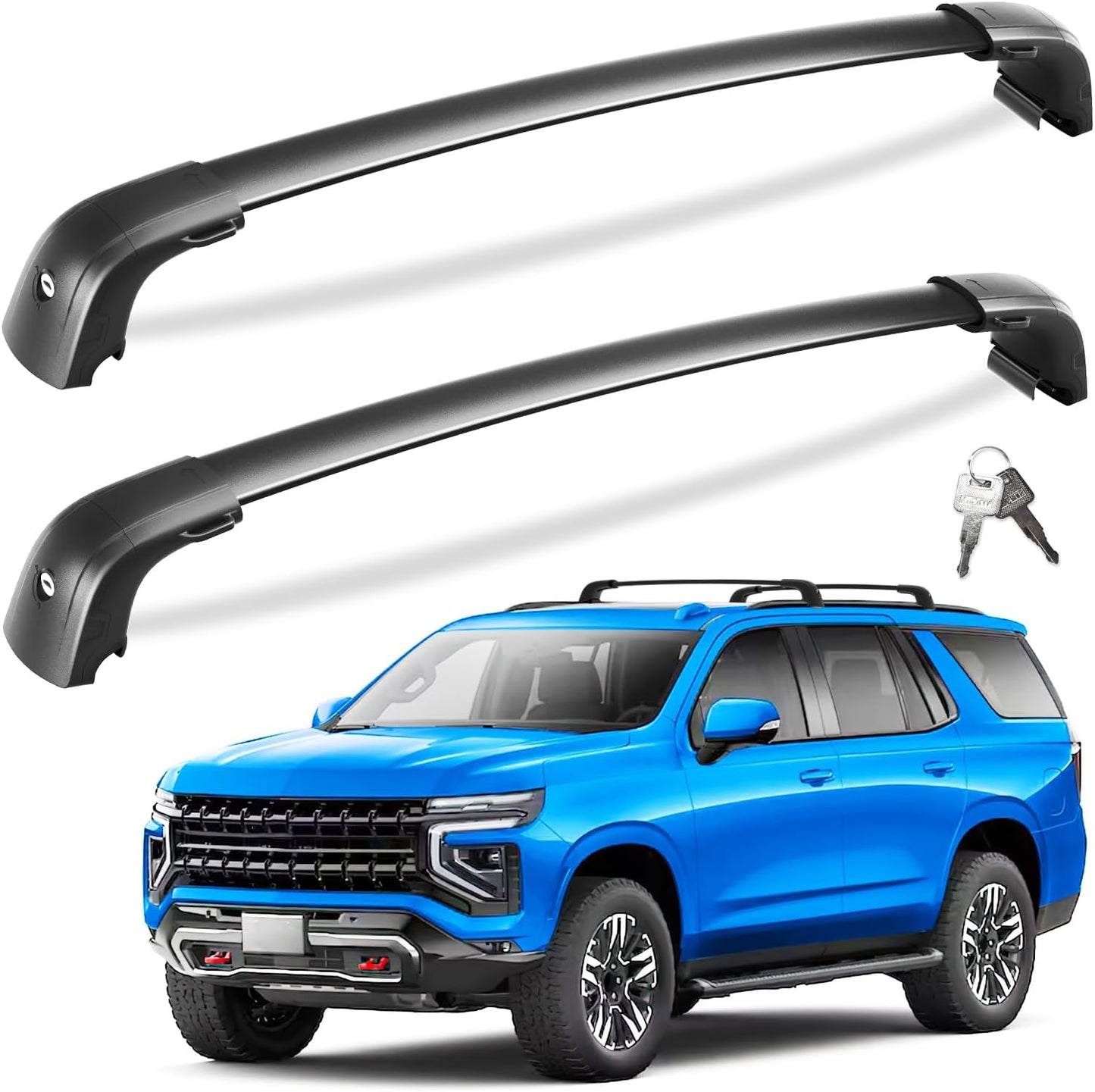 Barras transversales de techo con seguro, color negro, para Chevrolet Suburban y Tahoe 2021-2025, GMC Yukon XL, Cadillac Escalade ESV