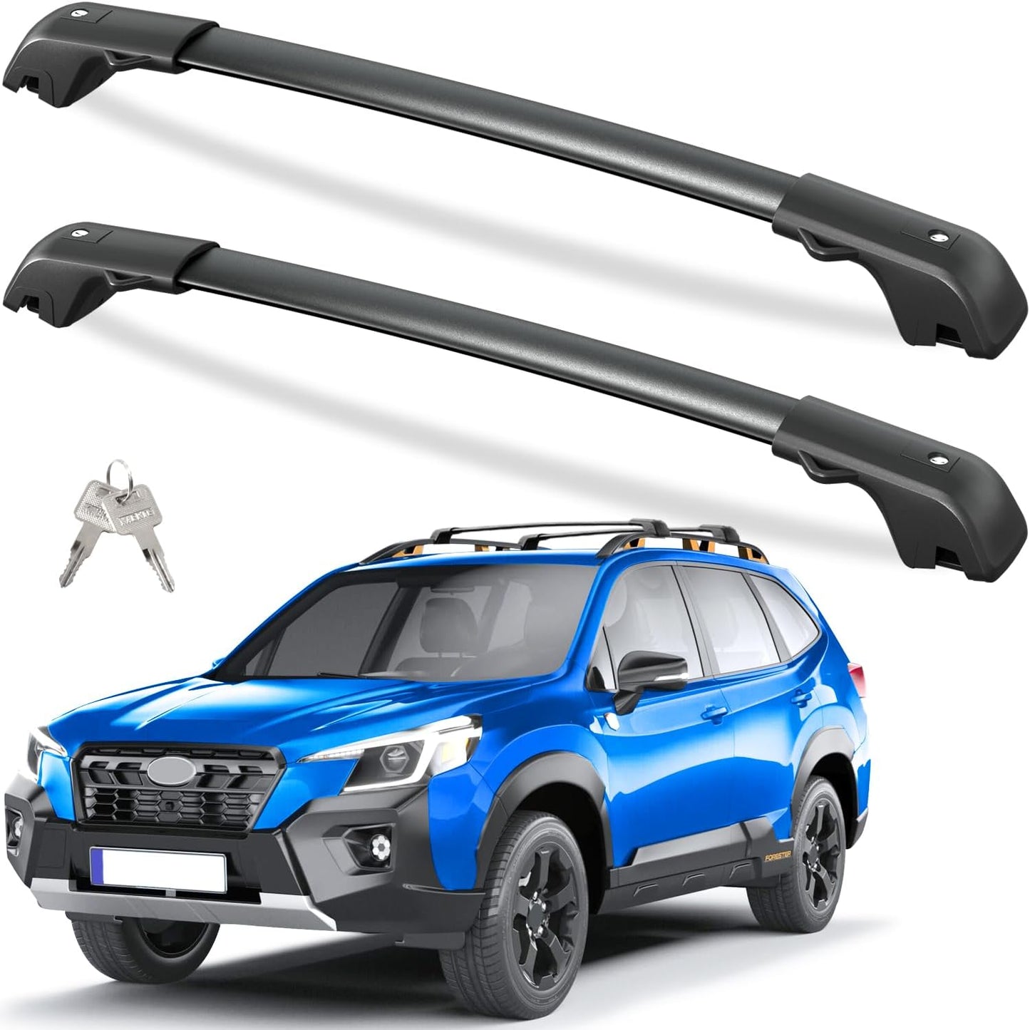 Lockable Roof Rack Cross Bars Compatible with Subaru Forester 2014-2025 with Raised Side Rails (Not for Wilderness)