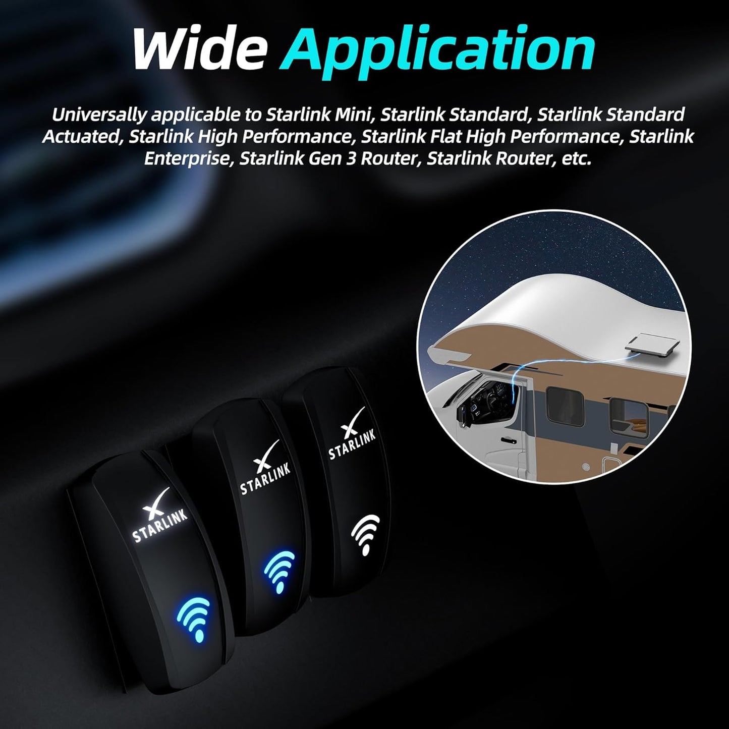 Starlink Rocker Switch, Compatible with Starlink MINI/GEN1-3, Waterproof SPST 5-Pin On/Off Toggle Switch 20A 12V/24V with Jumper Wires, for RV, Marine & Outdoor Satellite Signal Reception Control