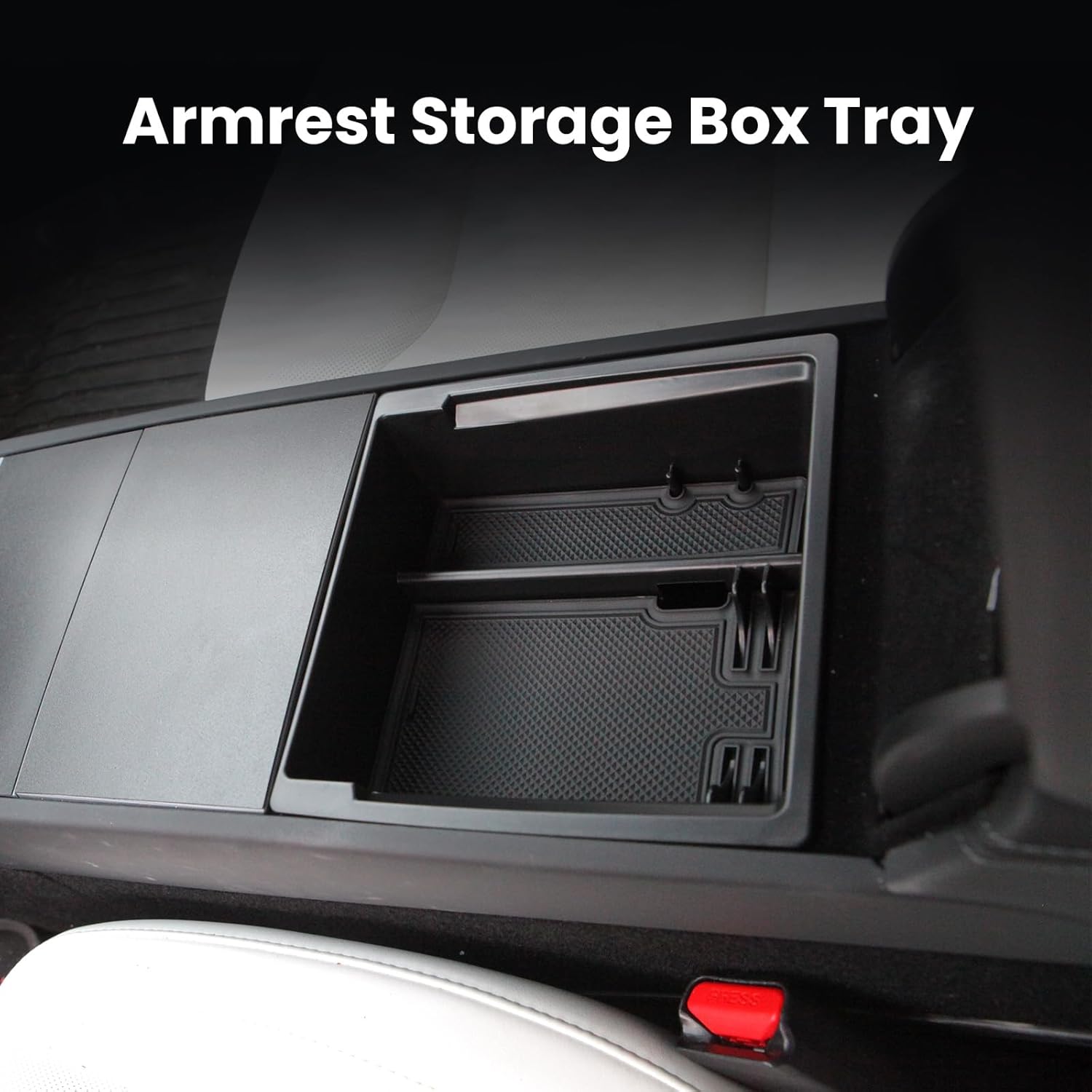 Center Console Organizer Tray 5 Pcs Include Armrest Hidden Drawer Storage Box Cup Holder For Tesla Model 3 Highland