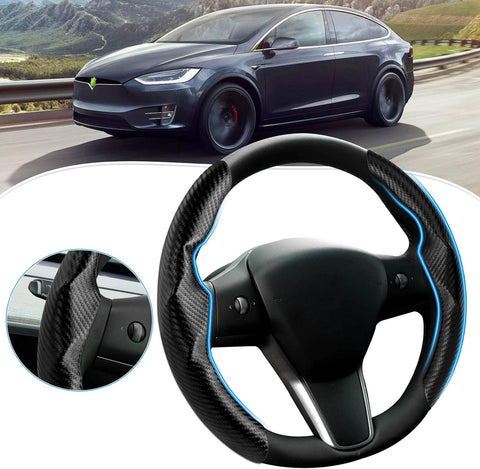 2026 Non-Slip Carbon Fiber Steering Wheel Cover Protector Comfortable Breathable For Tesla Model 3/Y