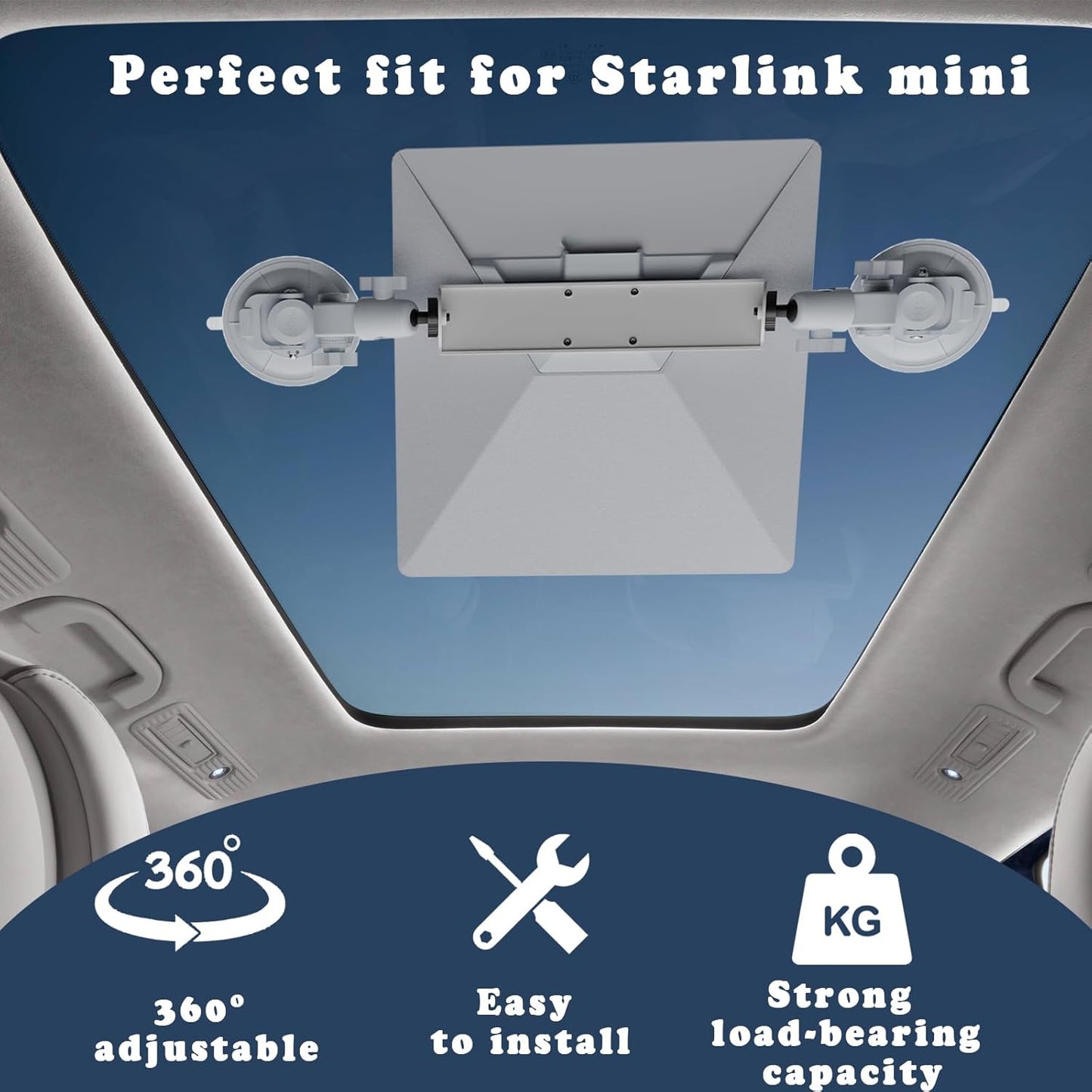 Starlink Mini Mount 360° Adjustable Suction Cup Car Mount Super Strong Suction & Ready to Use, Perfect for Car/RV/Boat/Truck and Marine