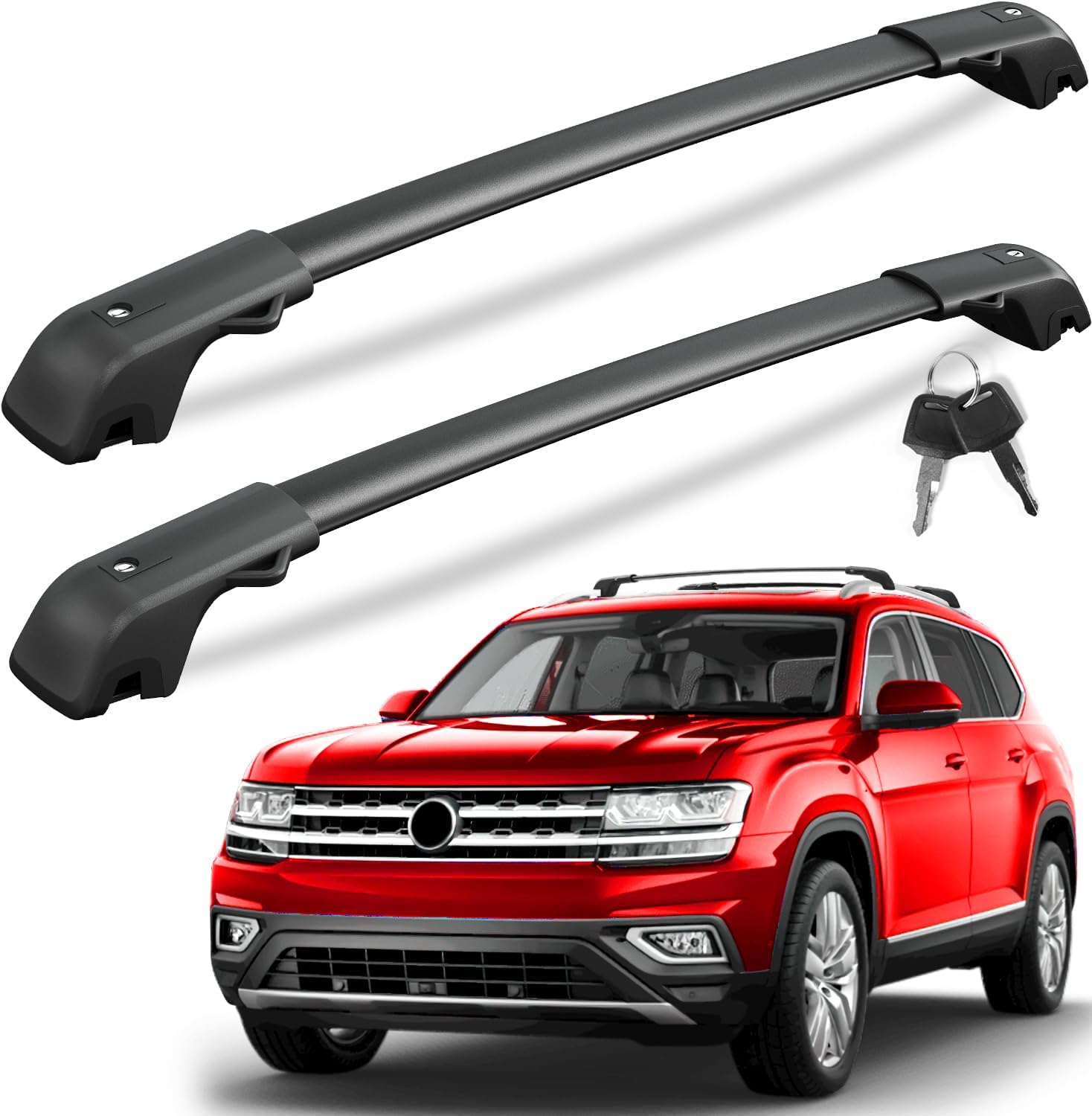 Lockable Roof Rack Cross Bars with Raised Side Rails For Hyundai Santa Fe 2024 2025