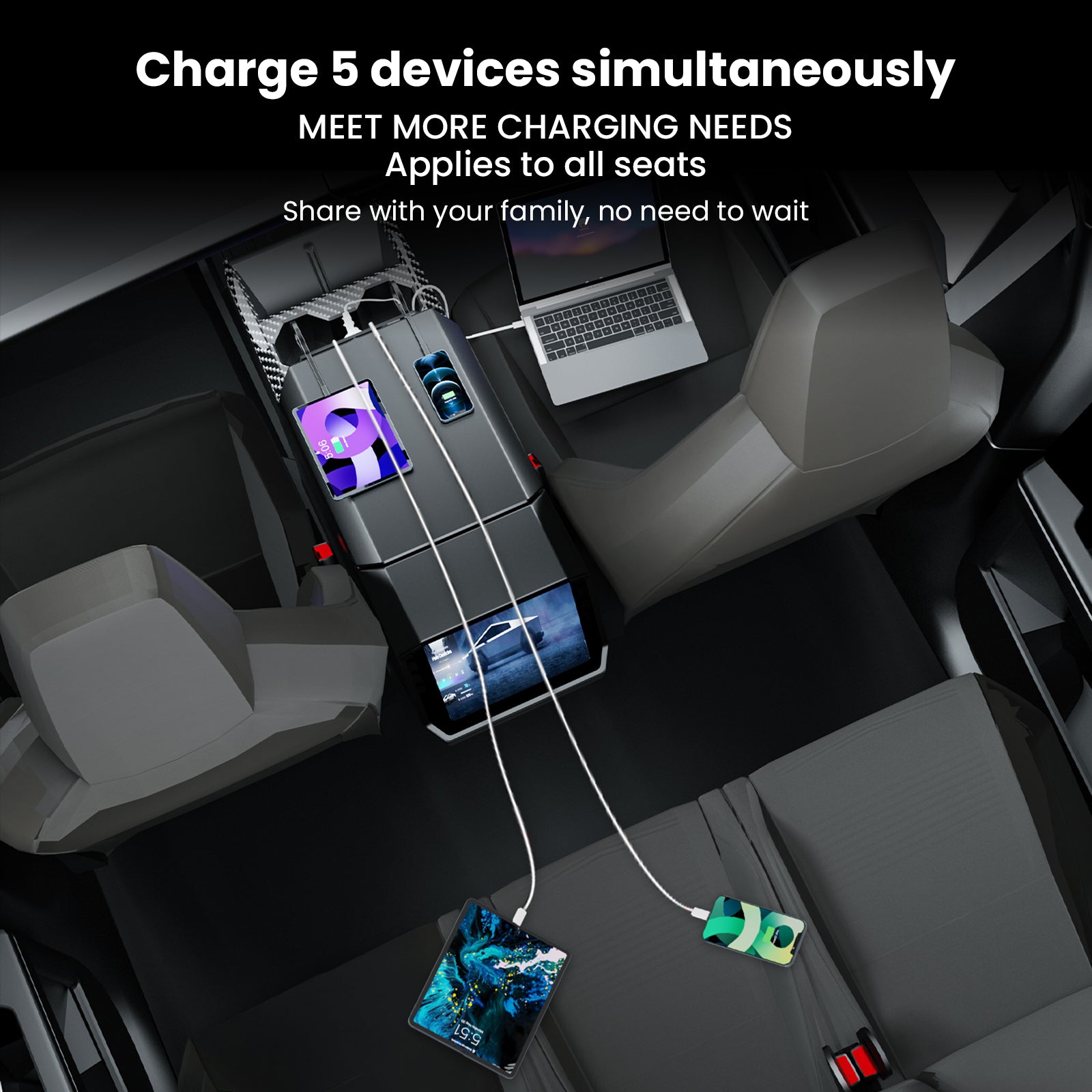 Center Console 110V/USB Charger Hub Outlet With 110V(AC)/5V For Tesla Cybertruck