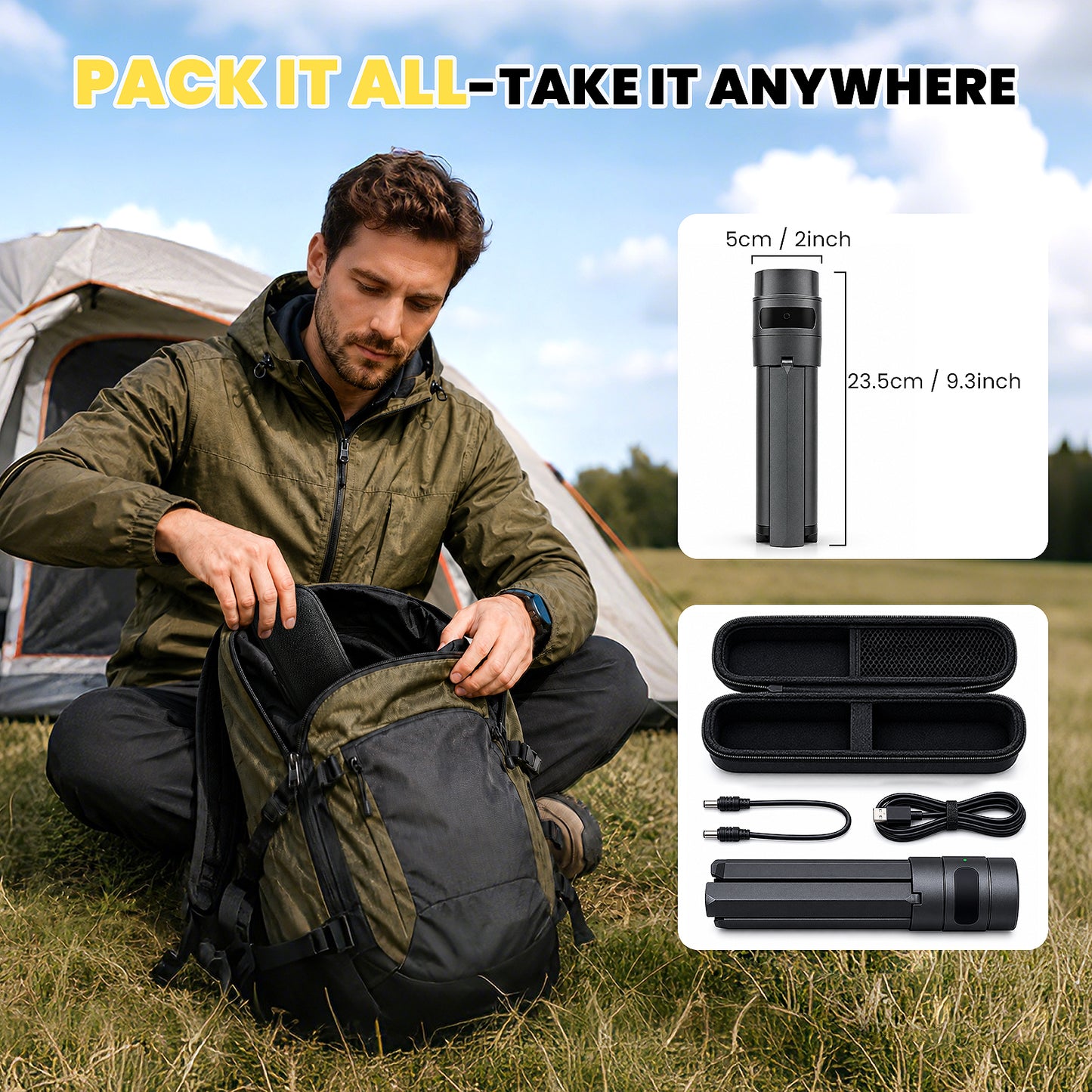 Starlink Mini Battery Tripod Mount, 45000mAh Adjustable Stand for Camping & RV