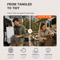 Loose Starlink Mini cable compared with tidy cable reel box storage for quick outdoor setup