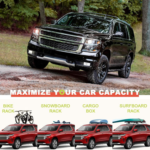 Roof Rack Cross Bars Compatible with Chevrolet Suburban & Tahoe, GMC Yukon & Yukon XL, Cadillac Escalade & Escalade ESV (2015-2020)