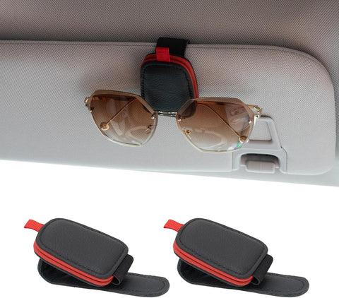 Ctmods 2026 Sunglass Holder for Car, Magnetic Leather Sunglasses Holder and Ticket Card Clip, Car Visor Accessories