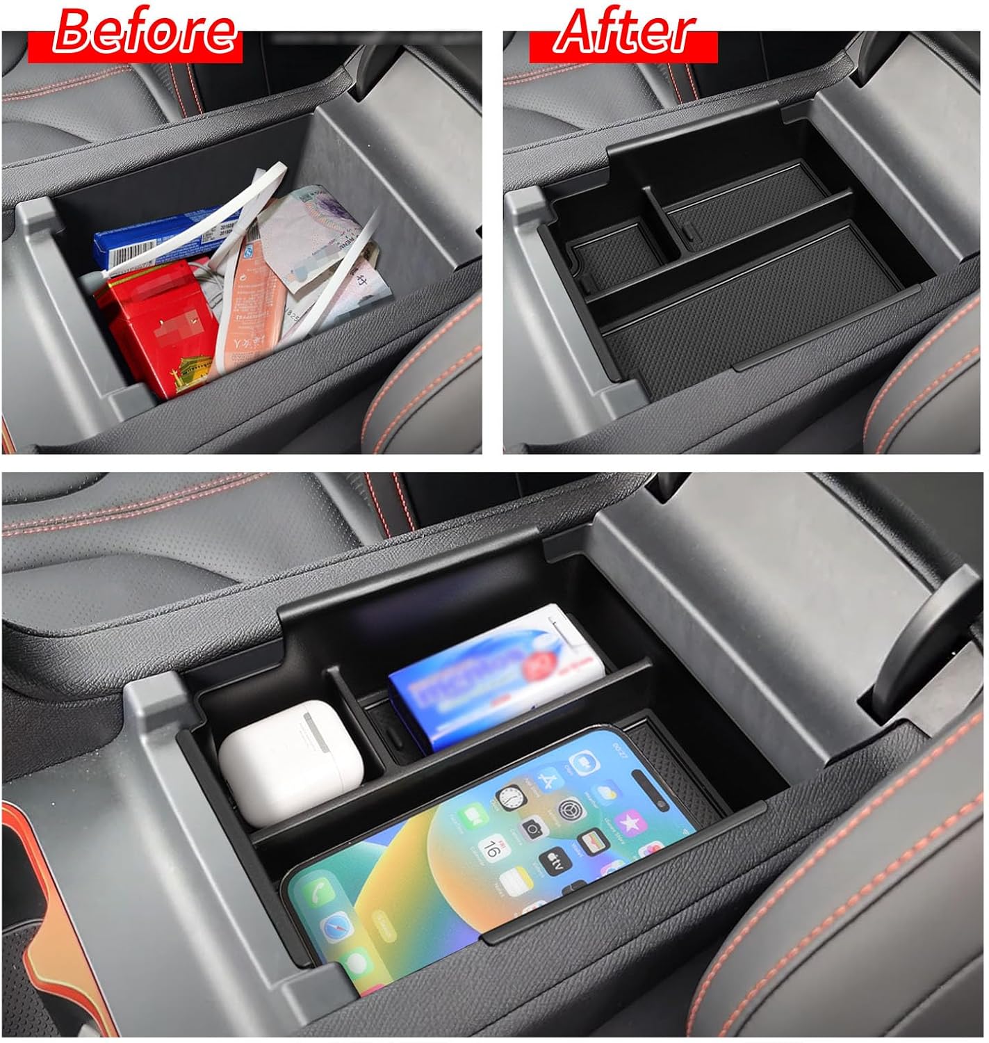 Center Console Organizer for BYD Shark 2026 2025 2024 Armrest Storage Box ABS Storage Tray Insert Interior Accessories Black