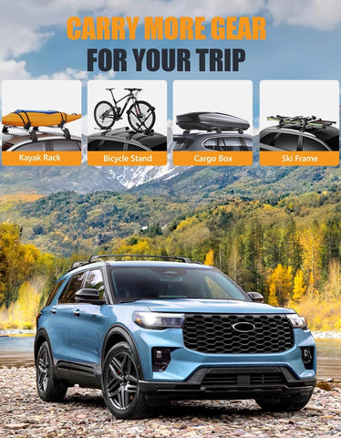 Lockable Roof Rack Crossbars For Ford Explorer 2021- 2025 Heavy Duty Anti-Theft Roof Rails