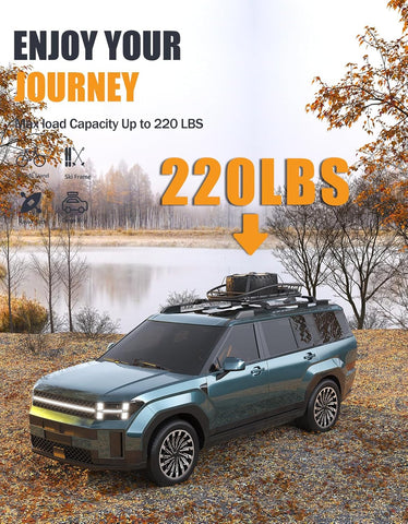 Lockable Roof Rack Cross Bars with Raised Side Rails For Hyundai Santa Fe 2024 2025