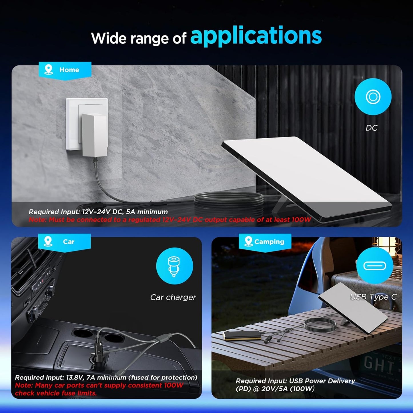 3 in 1 Starlink Mini Cable, High-Speed USB C/Car Charger/DC to DC Replacement Cable