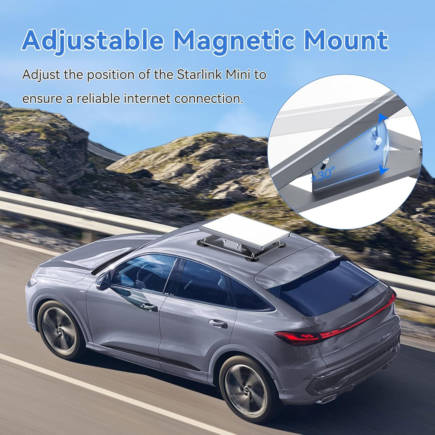 Carbon Steel Starlink Mini Mount with 220lbs Heavy Duty Magnet Bases,   30° Adjustable