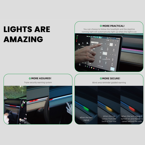 BSD 2.0 Blind Spot Warning System For Tesla Model 3 Highland / Y Juniper Ambient Lighting